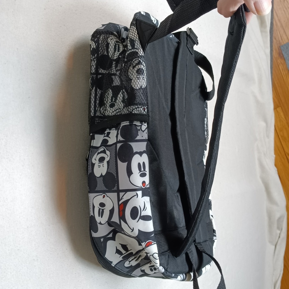 Disney Mickey Mouse Kids Backpack Black White Comic Grid Print 16 Inch Bag - Picture 10 of 15